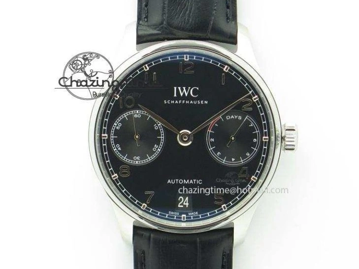 MIROTIME 0513 Portuguese IW544404 SS Gray Dial On Black Leather Strap A Practical 7259